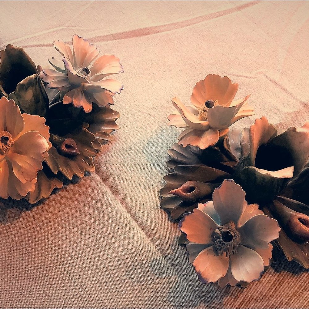 Pair of Capodimonte Floral Candle Holders
